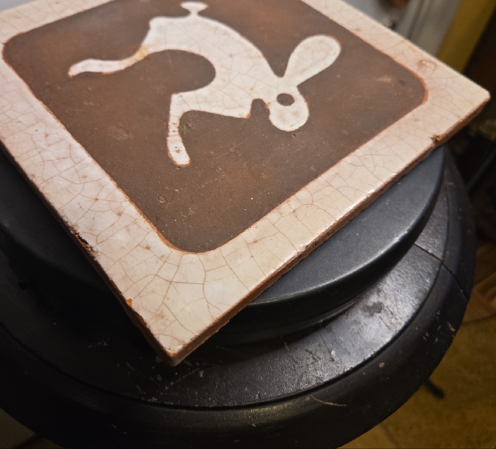 Rabbit Trivet By Arius of Santa Fe Ceramic Rabbit Tile Trivet in Brown and Cream - Picture 8 of 14